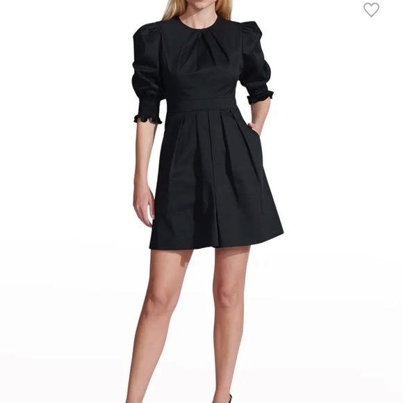 Toccin Women’s Puff Sleeve Cotton Mini Dress | Size 4 | Black (Jet) - Picture 3 of 10